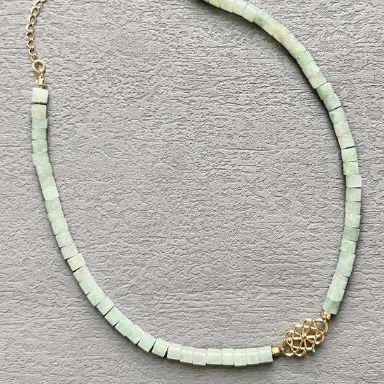 Load image into Gallery viewer, Jade Vine Jadeite choker necklace with lace pendant
