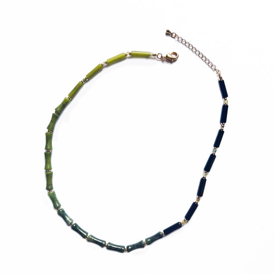 Jade Vine Agate and jade bamboo choker necklace