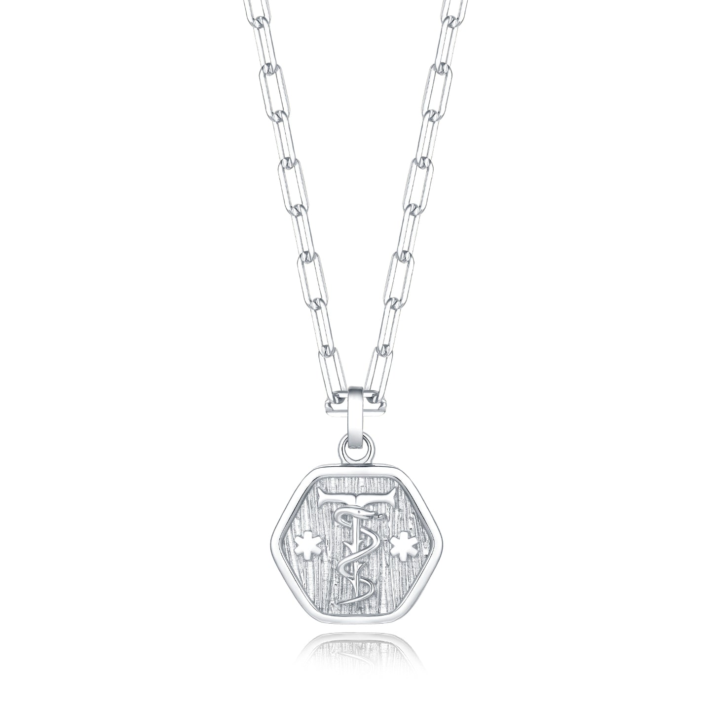 Rod of Asclepius Mother of Pearl Necklace