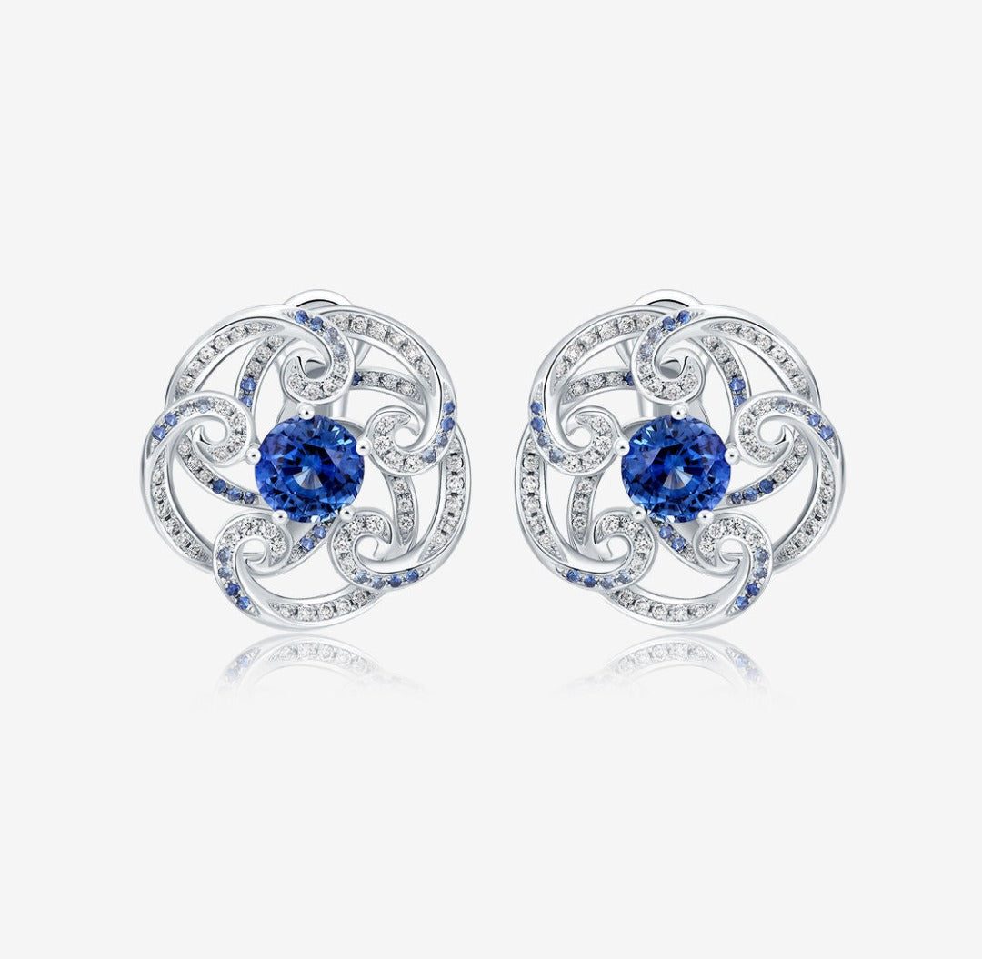 THIALH - DATURA • BLOSSOM - Sapphire and Diamond Regal Earrings