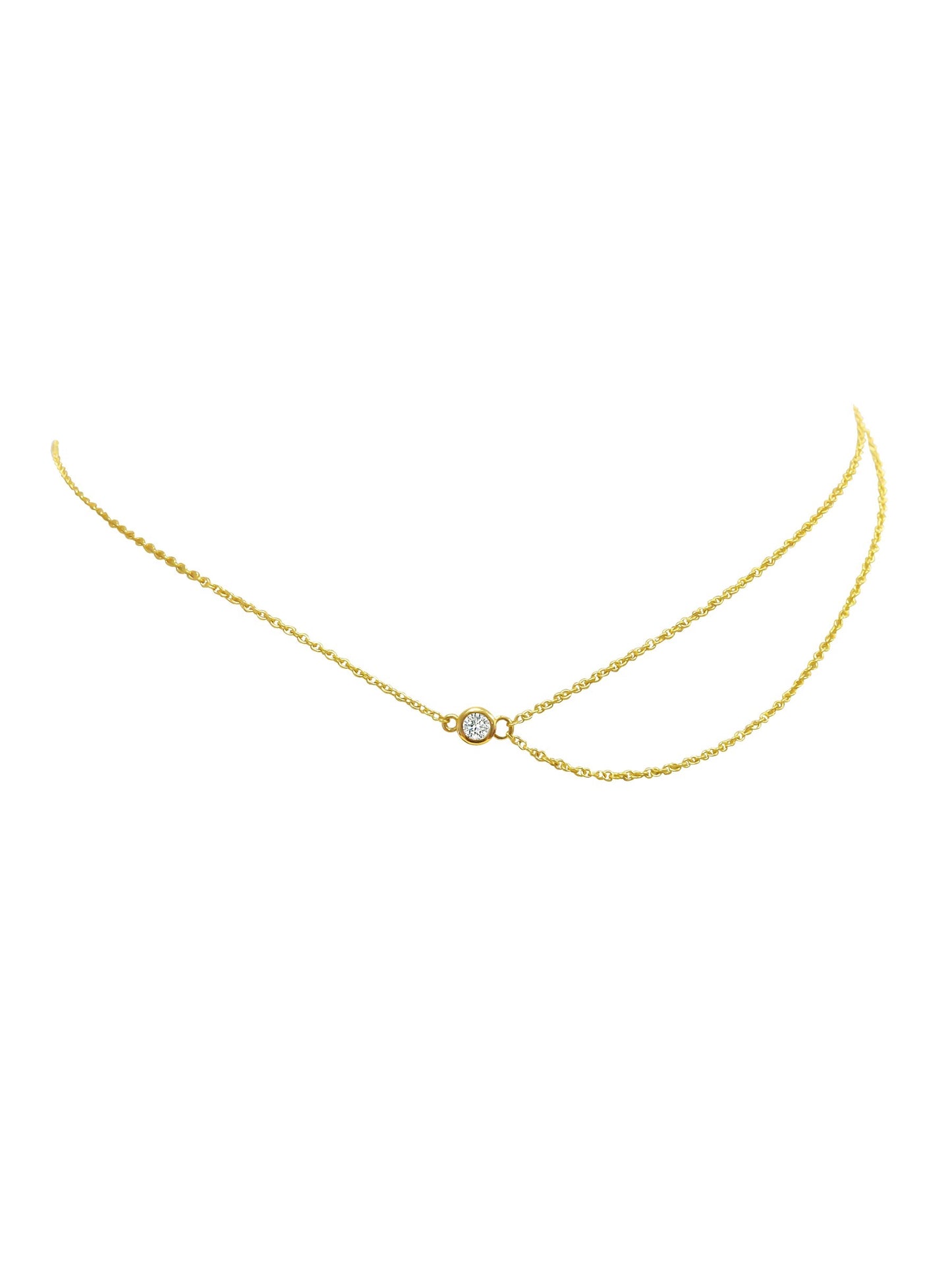Load image into Gallery viewer, Reign - 18K Yellow Gold Single Bezel Drape Choker Necklace
