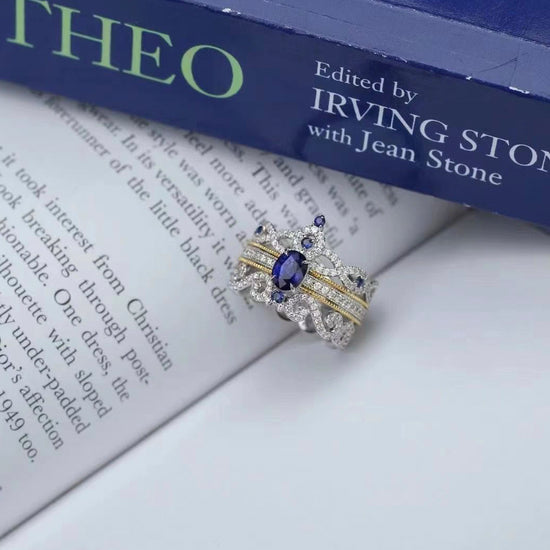 18K White Gold Sapphire Diamond Ring (Accept Pre-order)