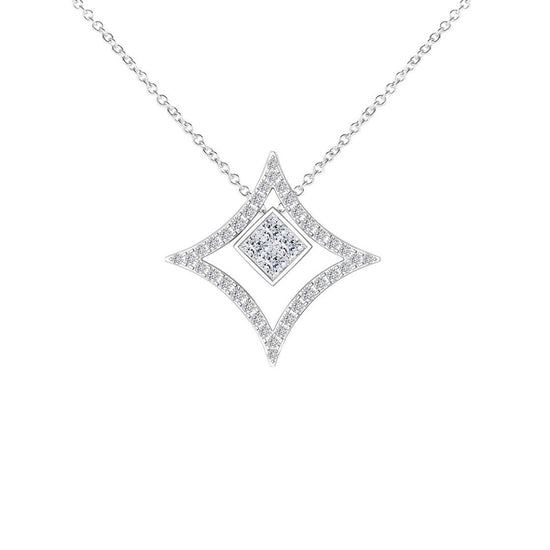 Diamonds are Forever - 18K White Gold Diamond Square Necklace