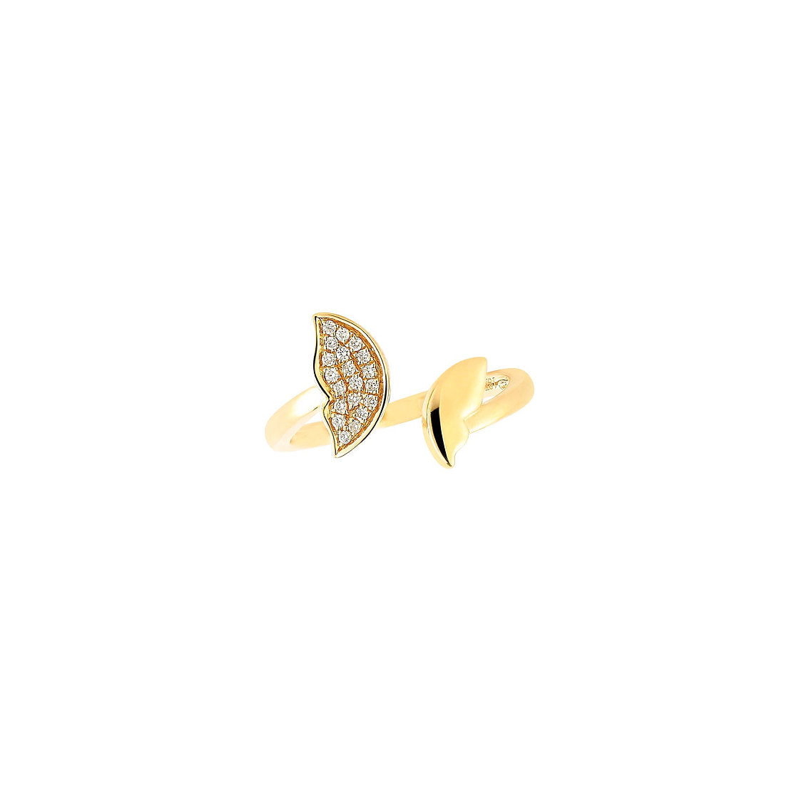 Jane's Essentials - 18K Yellow Gold Asymmetrical Wings Ring