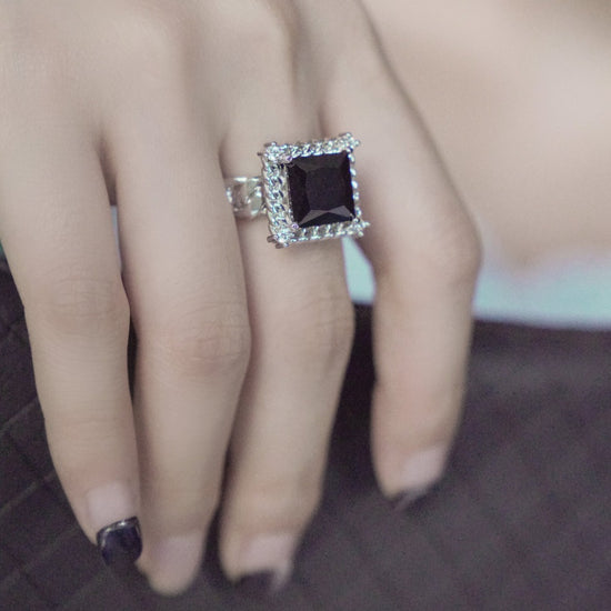 施華洛世奇水晶鍍18K白金鏈條戒指