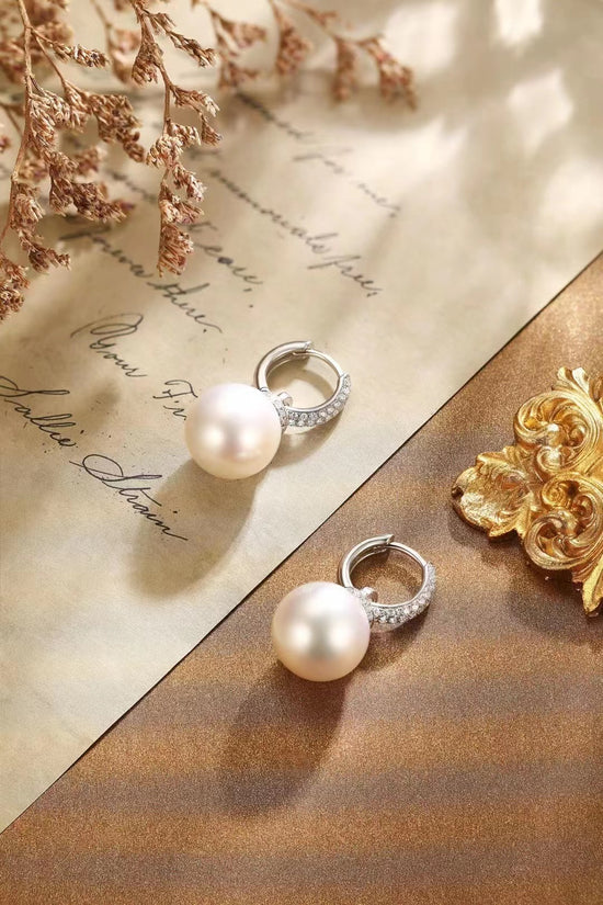 South Sea Pearl Diamond Drop Earrings (Accept Pre-order)
