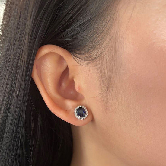 Load image into Gallery viewer, Blue Sapphire Earrings (Accept Pre-order)
