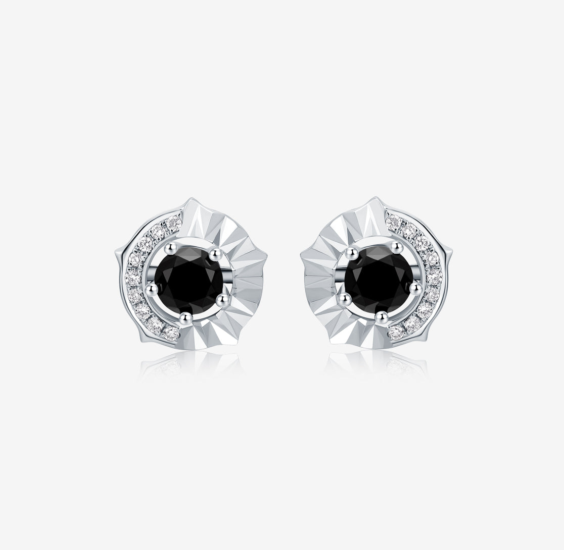 THIALH - 曼陀羅花 ‧ 花密系列 - 黑鑽石雙重耳環