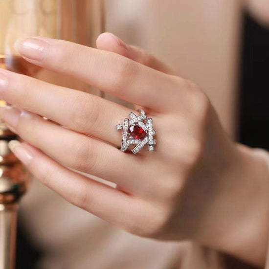 18K White Gold Ruby Diamond Ring (Accept Pre-order)