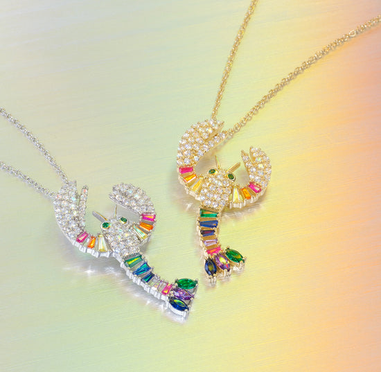 THIALH - Rainbow - Colorful Cubic Zirconia Necklace (White)