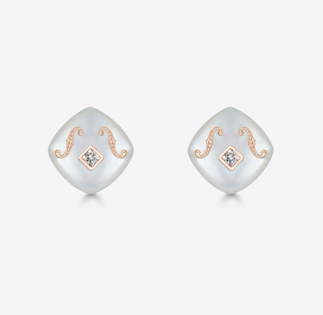 Load image into Gallery viewer, THIALH - CONCERTO - 18K Rose Gold Mother of Pearl Earrings
