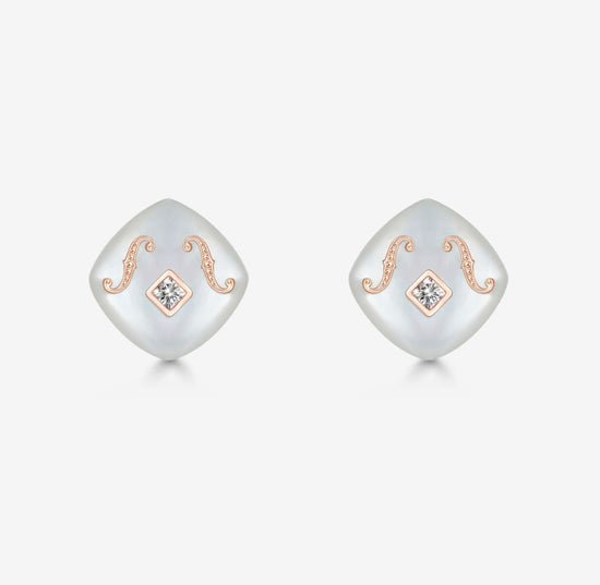 Load image into Gallery viewer, THIALH - CONCERTO - 18K Rose Gold Mother of Pearl Earrings
