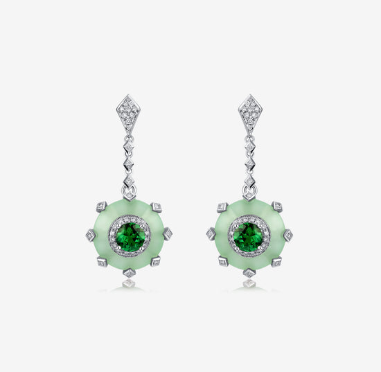 THIALH - ROMAnce • LEGACY - Tsavorite, Afghan Jade and Diamond Earrings