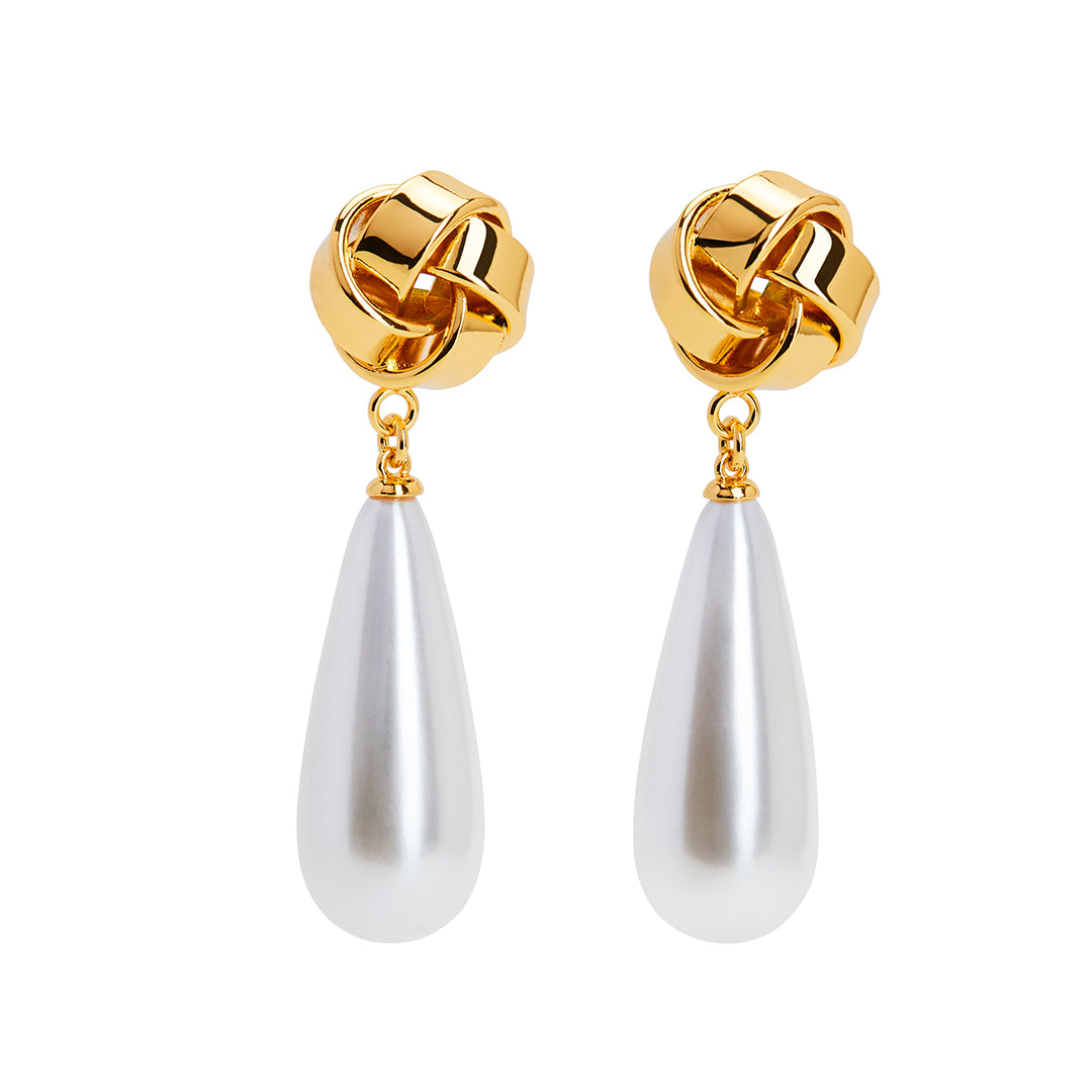 NM - Water Drop Pearl Hydrangea Earrings