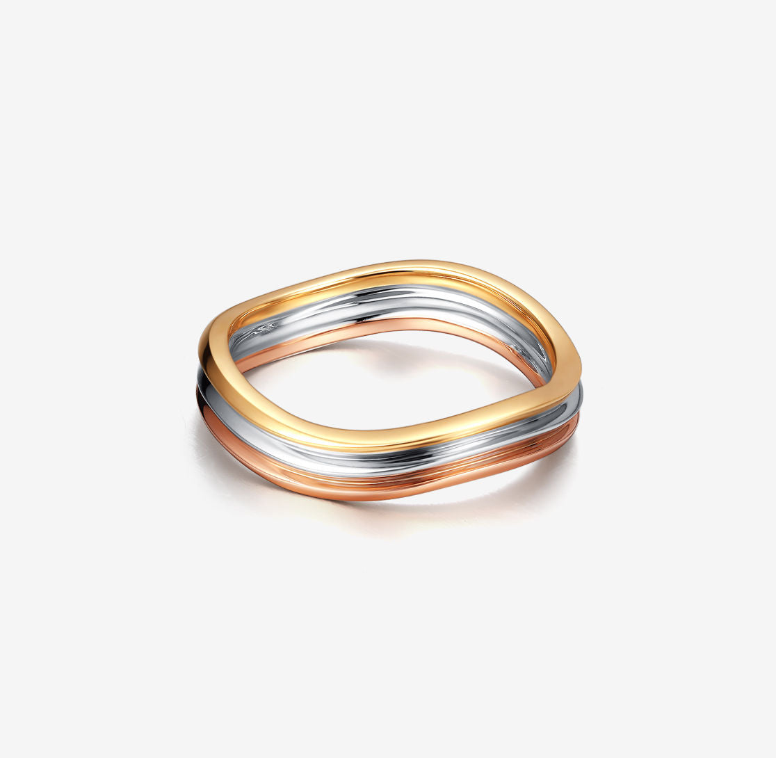 THIALH - ROMAnce•綺遇系列 - 三色18K金結婚戒指
