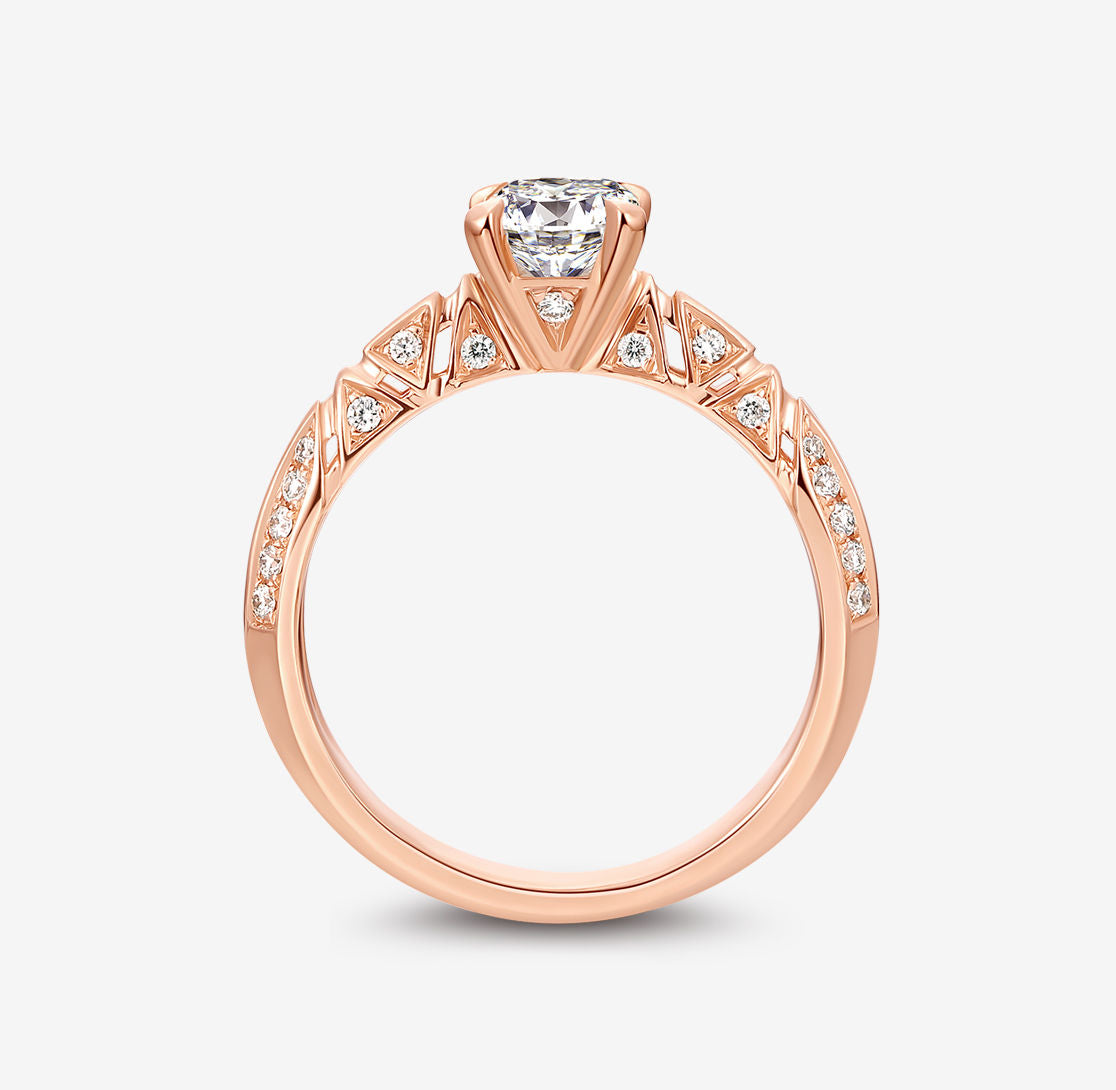 THIALH - 水晶教堂系列 - 枕形切割鑽石訂婚戒指(定制服務)