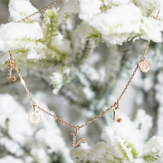 For Her Jewellery - 18K Rose Gold LOVE Diamond Bracelet