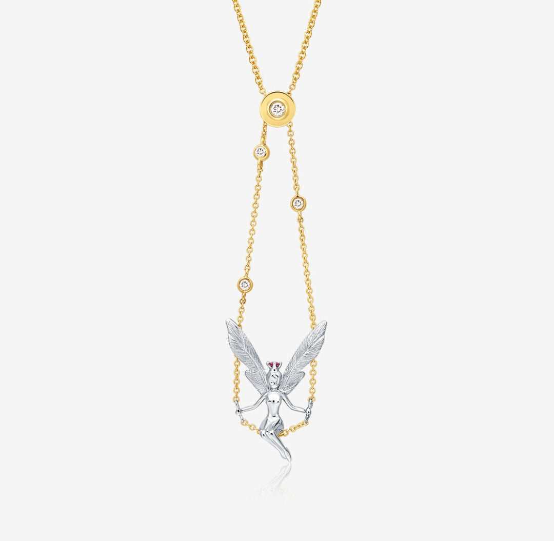 THIALH - DATURA • ASTRA - 18K White and Yellow Gold Ruby and Diamond Necklace