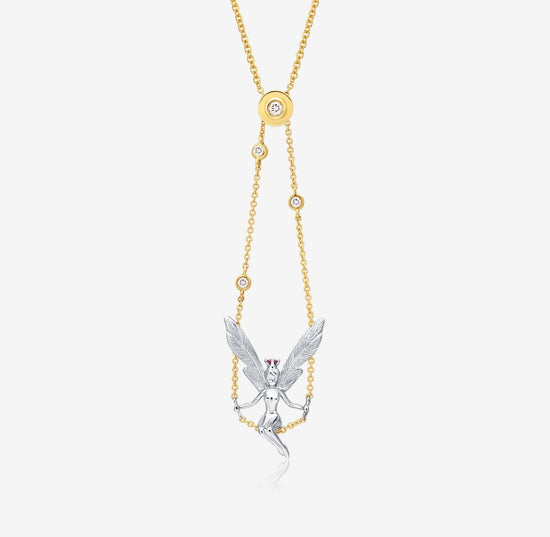 Load image into Gallery viewer, THIALH - DATURA • ASTRA - 18K White and Yellow Gold Ruby and Diamond Necklace

