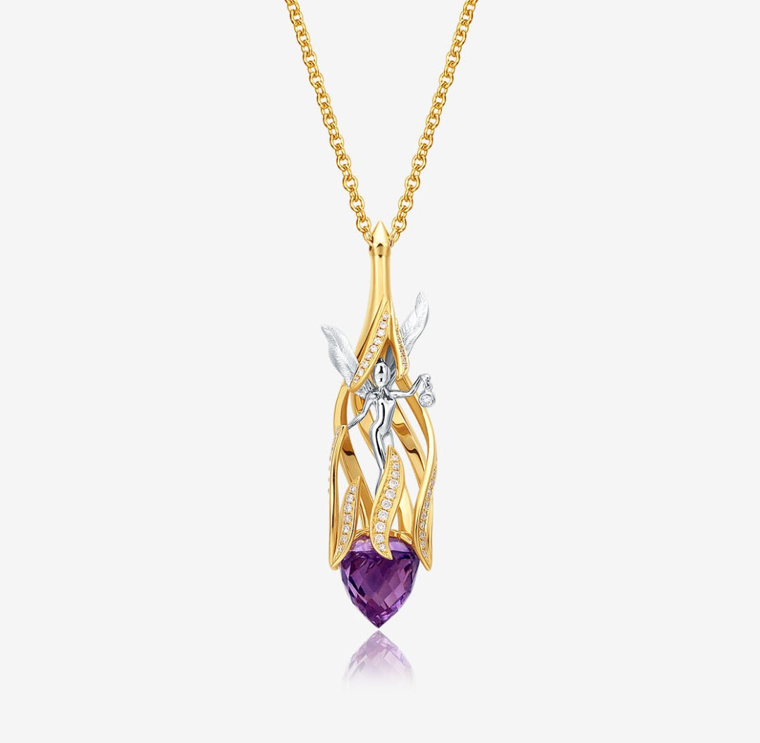 THIALH - 曼陀羅花 ‧ 精靈系列 - 紫水晶和鑽石頸鏈