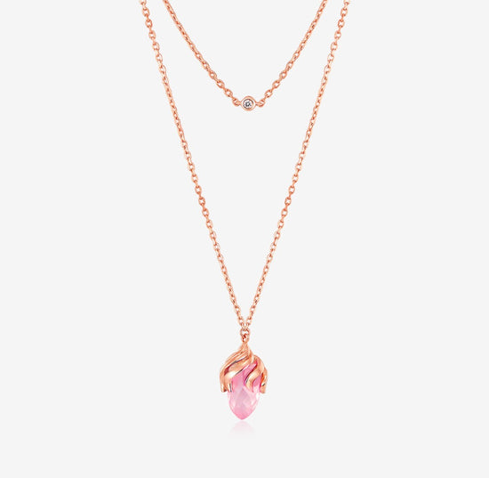 DATURA • ASTRA - 18K Rose Gold Pink Quartz and Diamond Necklace