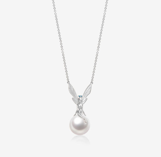 THIALH - DATURA • ASTRA - 18K White Gold Mini Blue Sapphire and Pearl Necklace