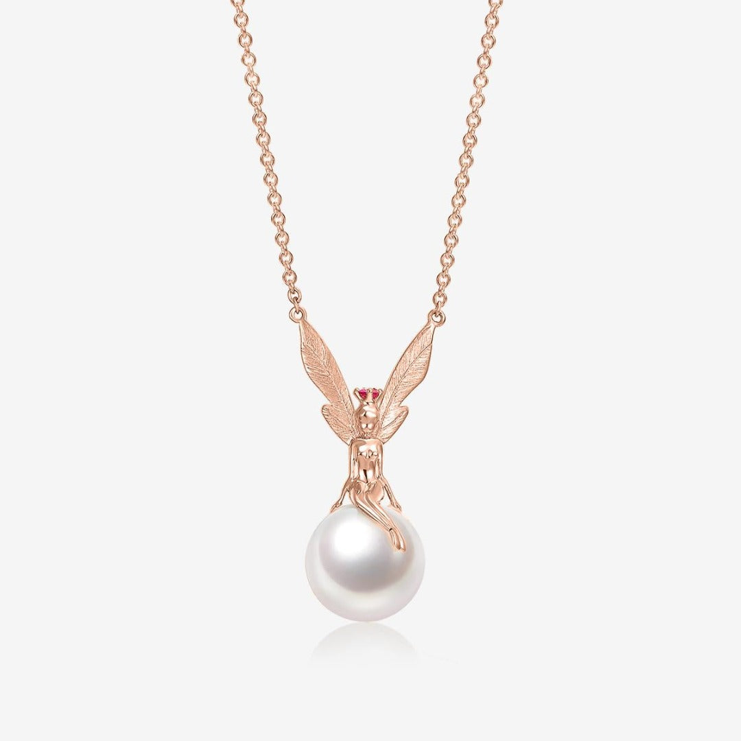 THIALH - DATURA • ASTRA - 18K Rose Gold L size Pink Sapphire and Pearl Necklace