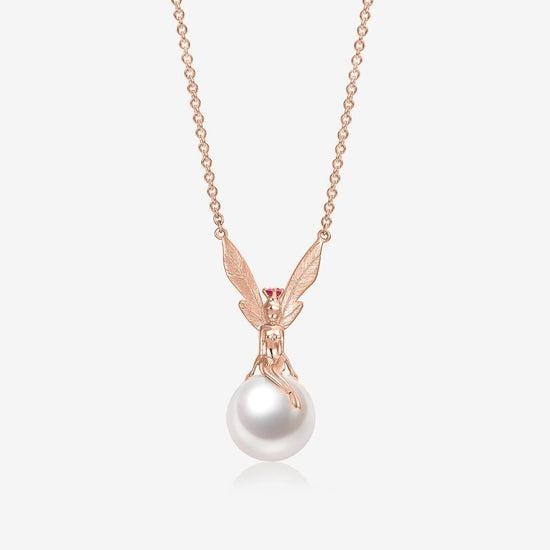 Load image into Gallery viewer, DATURA • ASTRA - 18K Rose Gold L size Pink Sapphire and Pearl Necklace
