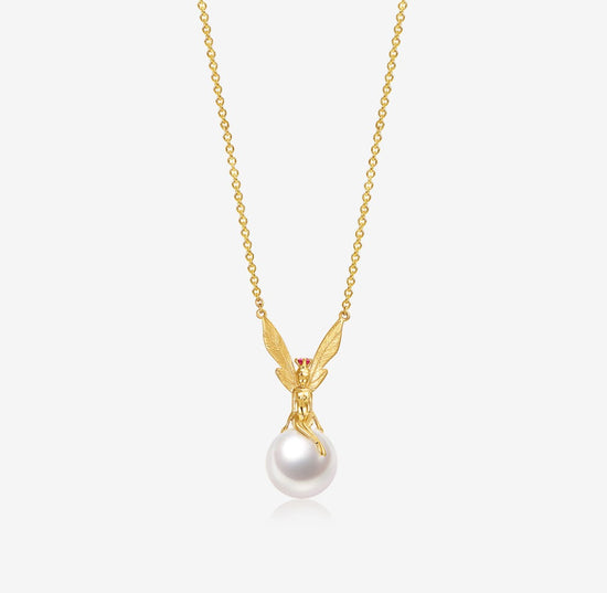 THIALH - DATURA • ASTRA - 18K Yellow Gold M size Pink Sapphire and Pearl Necklace