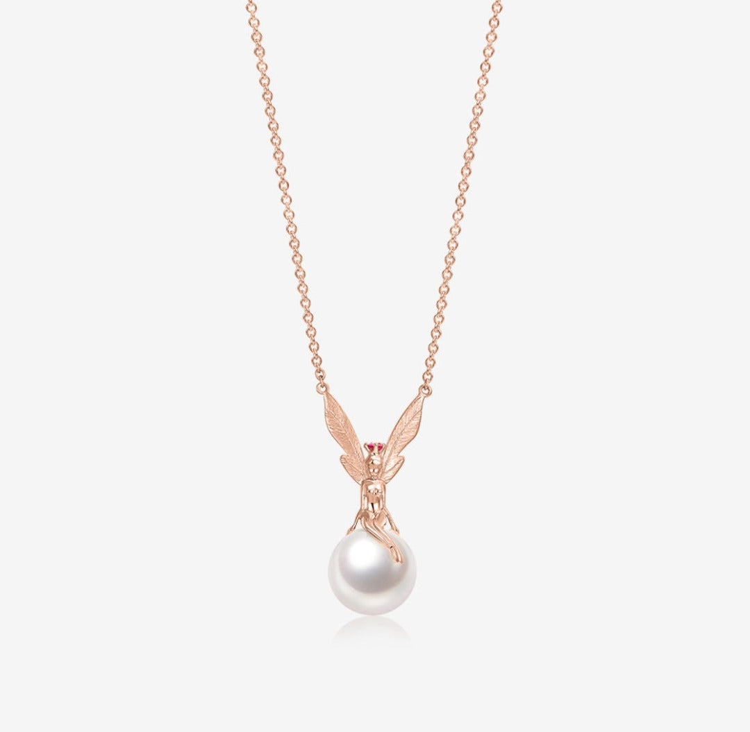 DATURA • ASTRA - 18K Rose Gold M size Pink Sapphire and Pearl Necklace