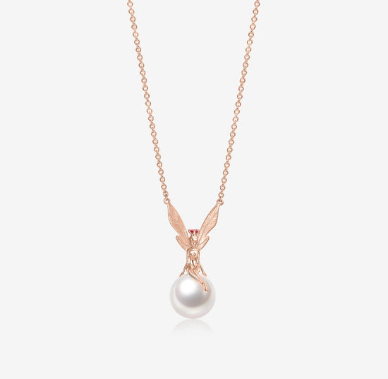 THIALH - DATURA • ASTRA - 18K Rose Gold M size Pink Sapphire and Pearl Necklace