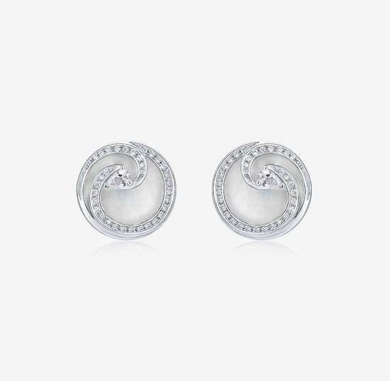 DATURA • BLOSSOM - Mother-of-Pearl and White Sapphire Earrings