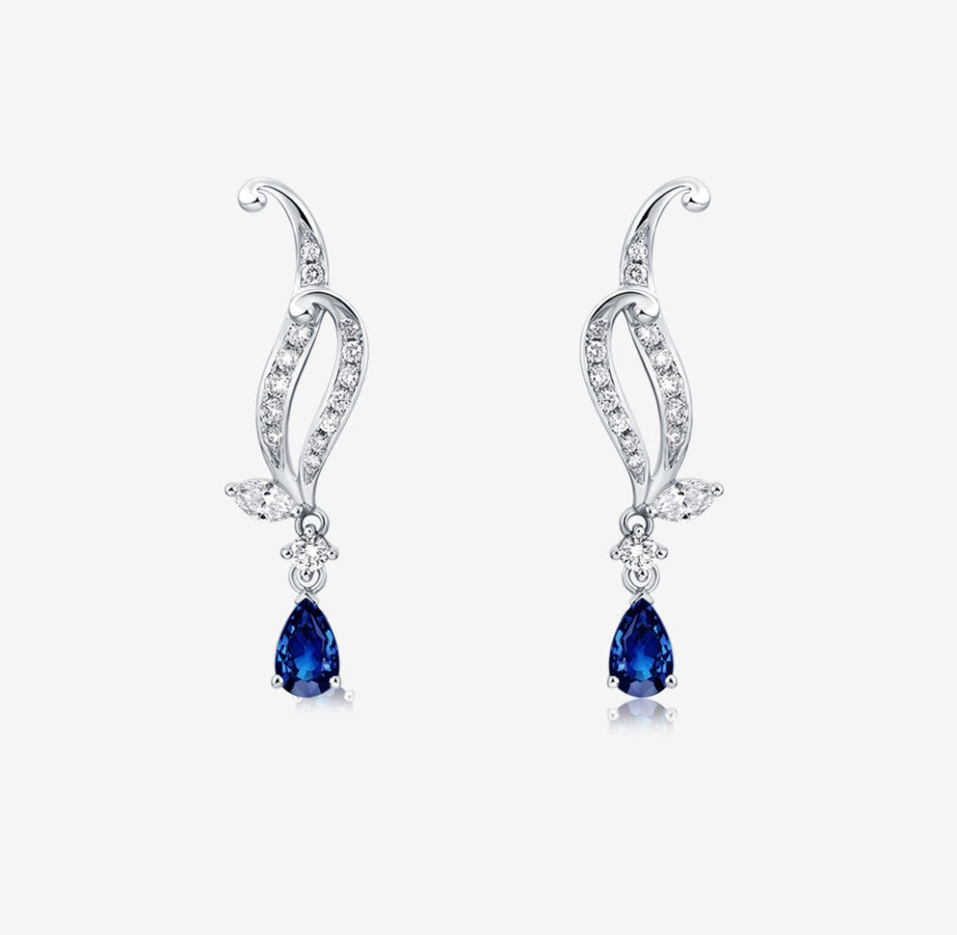THIALH - 曼陀羅花 ‧ 精靈系列 - 鑽石和藍玉髓耳環
