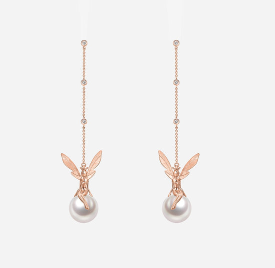 THIALH - DATURA • ASTRA - 18K Rose Gold Diamond and Pearl Duality Earrings