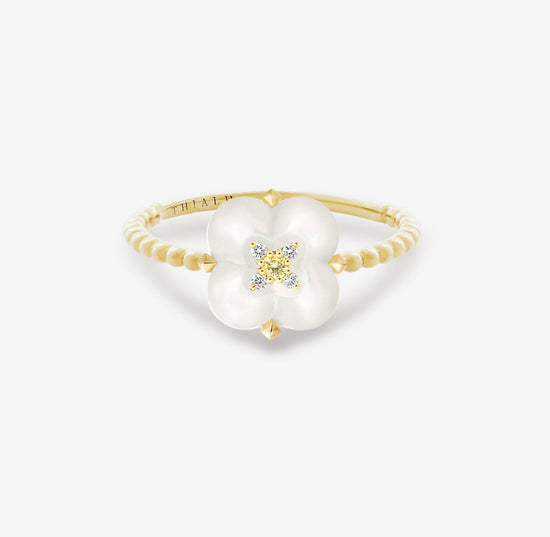 THIALH - 許願池系列 - 珍珠貝母和黃白鑽石戒指