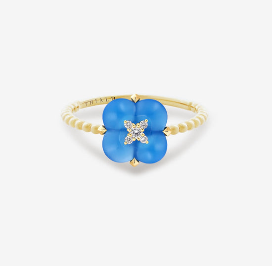 THIALH - 許願池系列 - 藍色玉髓鑽石戒指