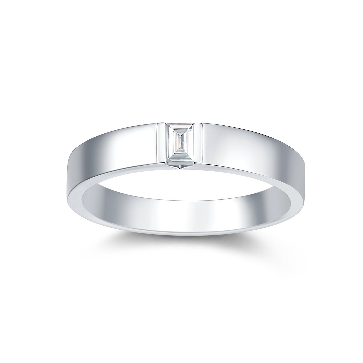 ROMAnce•LUMINAIRE光影系列 - 白金鑲長方形鑽石結婚戒指
