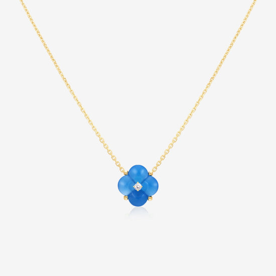 THIALH - Fontana di Trevi - Mini Blue Chalcedony and Diamond Necklace
