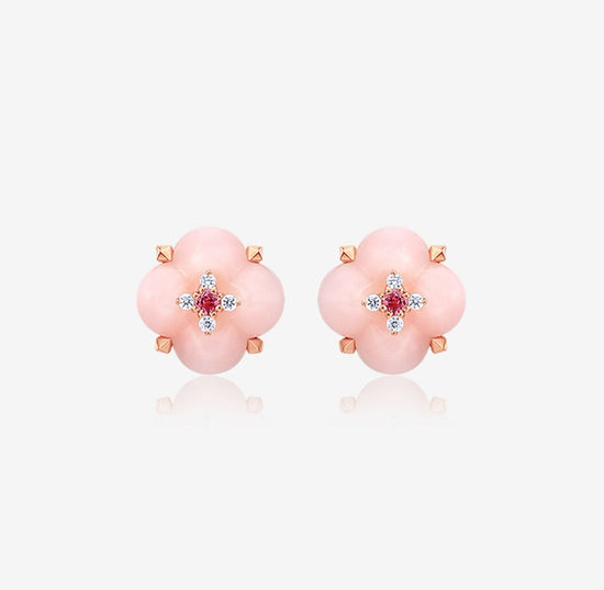 THIALH - Fontana di Trevi - Pink Opal and Spinel and Diamond Earrings