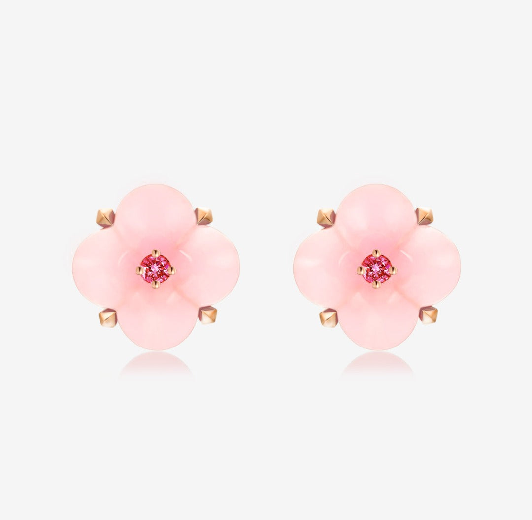 Fontana di Trevi許願池系列 - 迷你粉紅歐珀和粉紅色尖晶石耳環