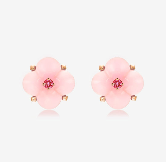 THIALH - 許願池系列 - 迷你粉紅歐珀和粉紅色尖晶石耳環