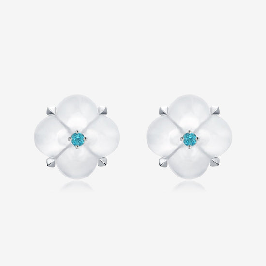 THIALH - Fontana di Trevi - Mini White Chalcedony and Paraiba Tourmaline Earrings