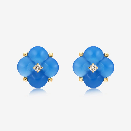 THIALH - Fontana di Trevi - Mini Blue Chalcedony and Diamond Earrings