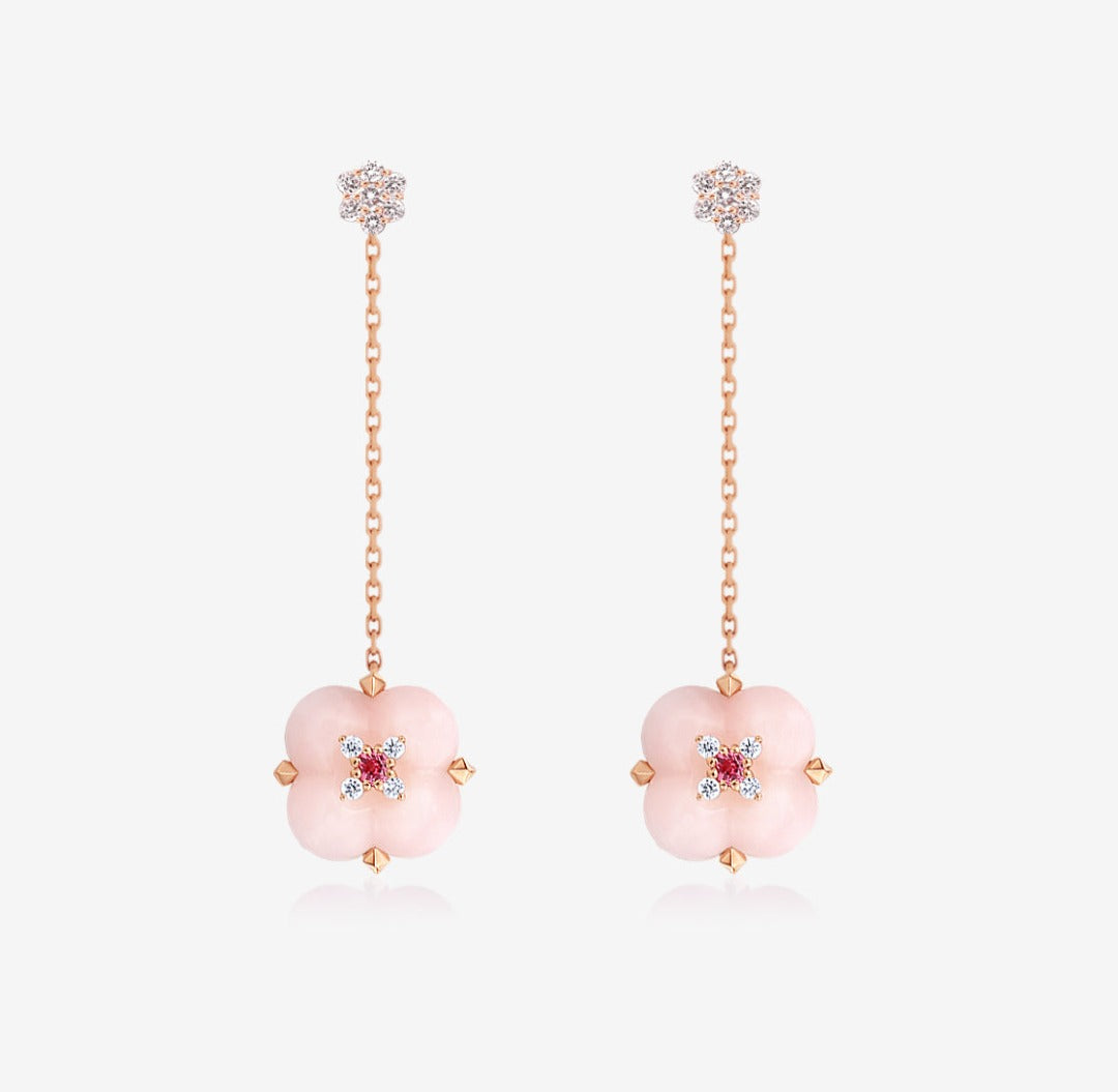 Load image into Gallery viewer, Fontana di Trevi - Pink Opal ,Spinel and Diamond Duality Earrings
