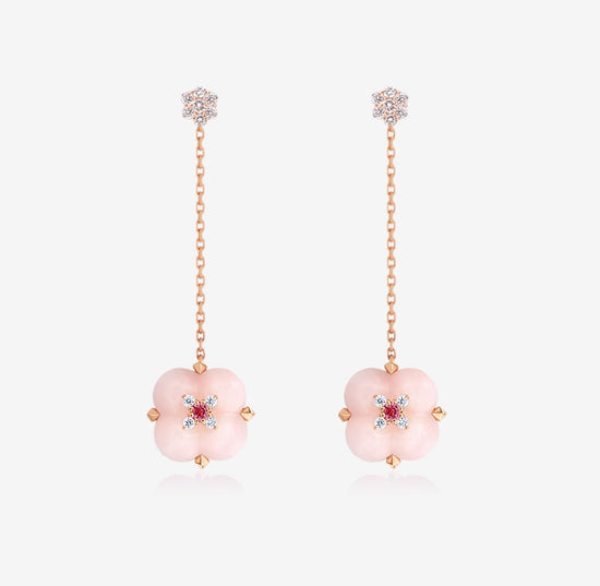 Fontana di Trevi - Pink Opal ,Spinel and Diamond Duality Earrings