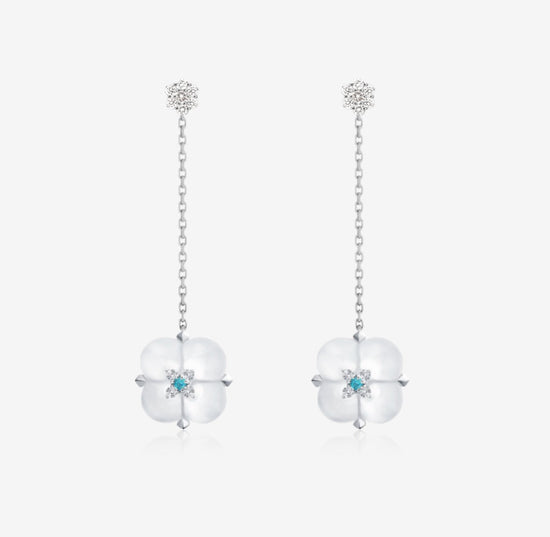 THIALH - Fontana di Trevi - White Chalcedony and Diamond Duality Earrings