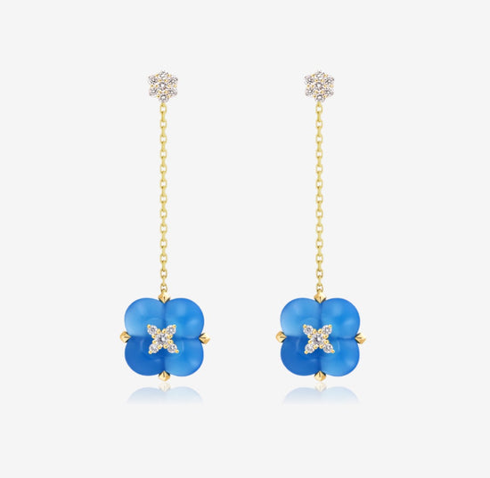 Load image into Gallery viewer, THIALH - Fontana di Trevi - Blue Chalcedony and Diamond Duality Earrings
