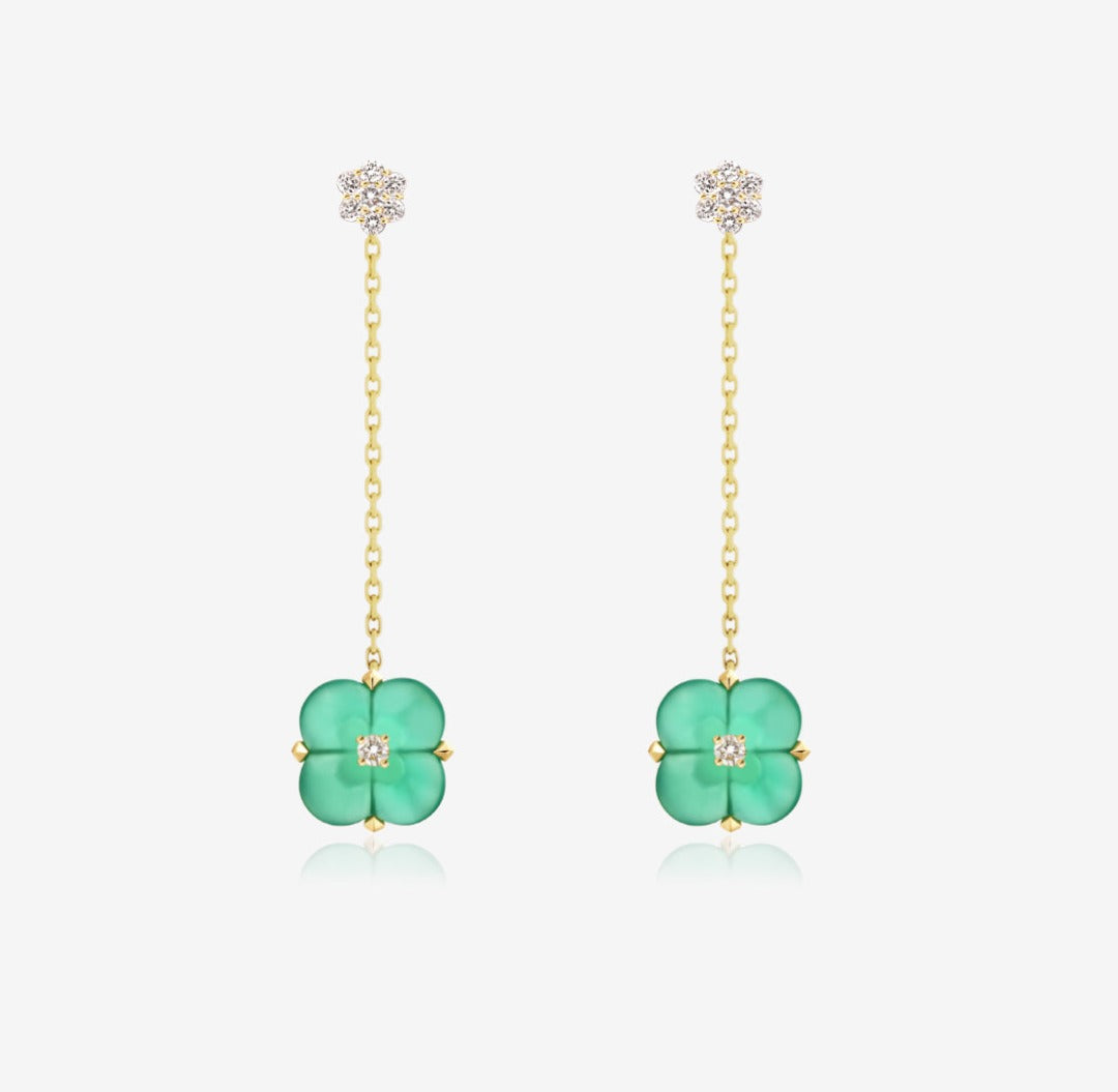 Load image into Gallery viewer, Fontana di Trevi - Mini Chrysoprase and Diamond Duality Earrings
