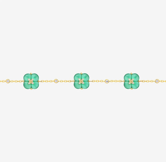 THIALH - 許願池系列 - 三花綠玉髓黃白鑽石手鍊