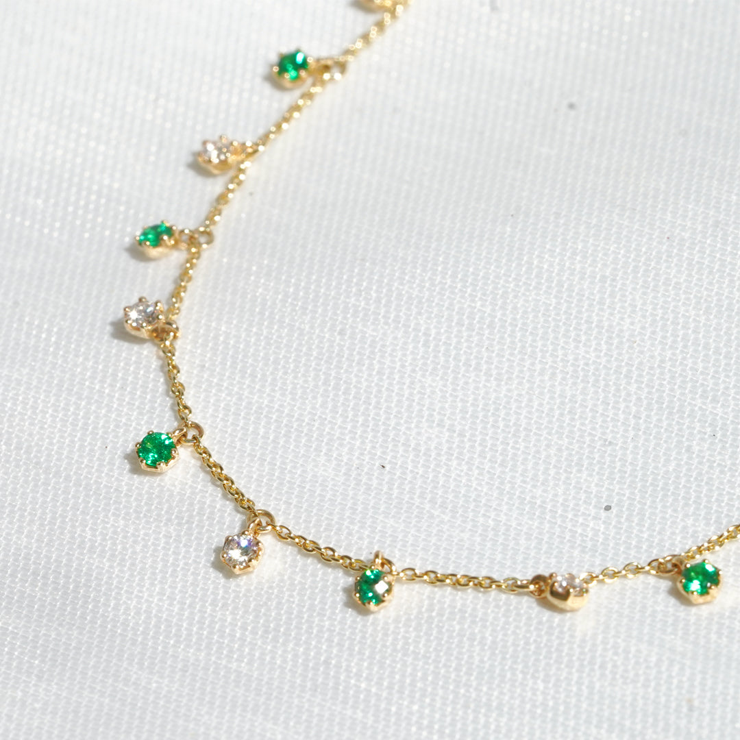 mori - 14K Yellow Gold Emerald And Diamond Bracelet